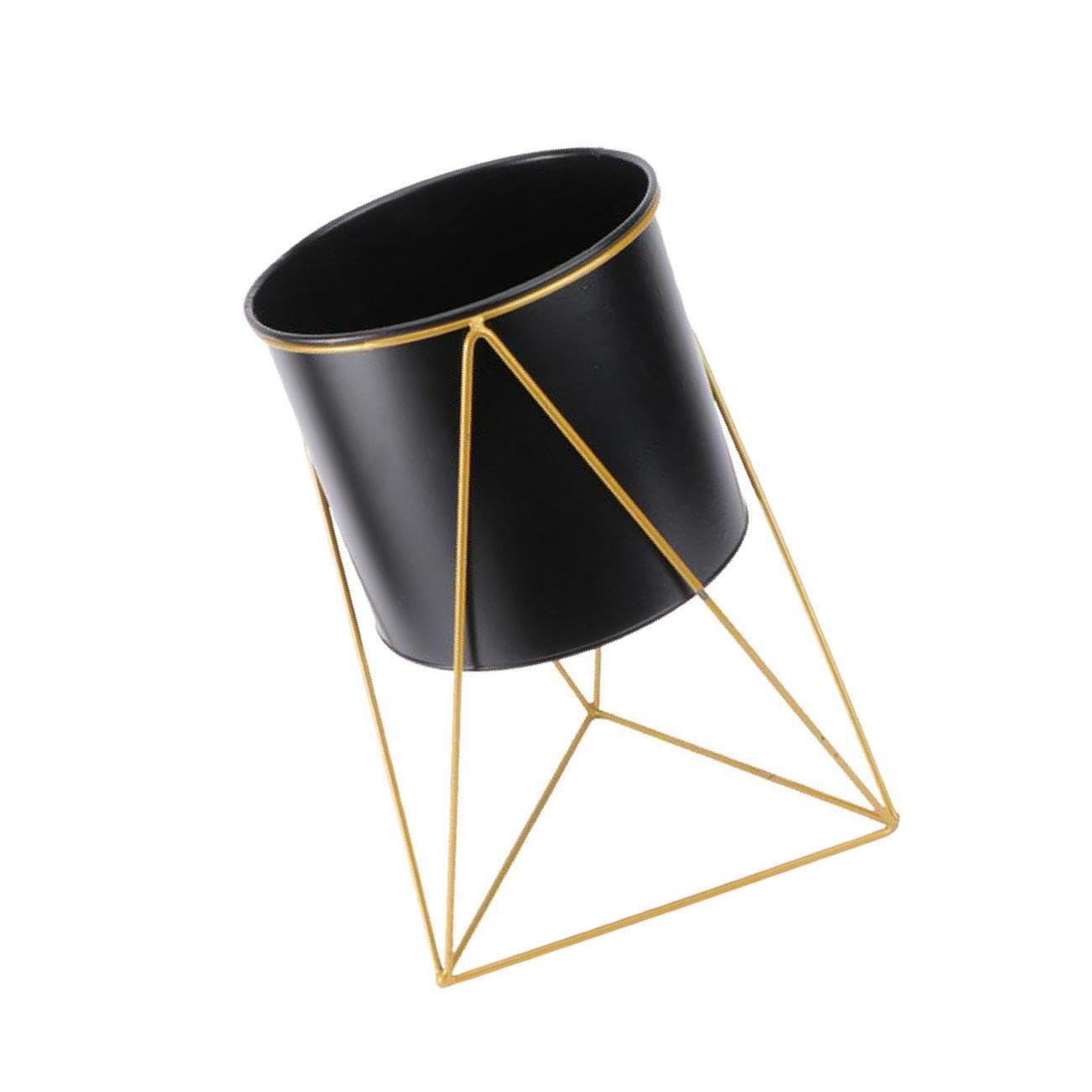 ALCXAZS Nordic Style Metal Flower Pot Plant Stand Rack Stylish and Modern Decor Art, Black, S