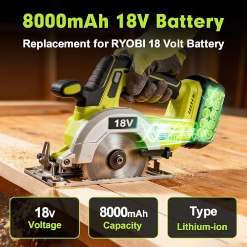 Image of 2Pack 8.0Ah P108 Repacement for Ryobi 18 Volt Battery and Charger Compatible with Ryobi 18V Battery P102 P103 P104 P105 P107 P109 Cordless Power Tool