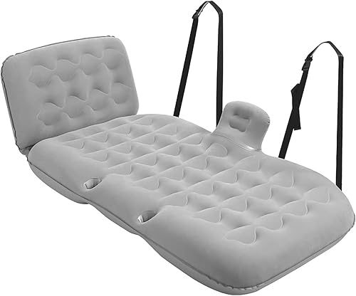 Colchón inflable de aire para automóvil, cama de viaje gruesa para automóvil, cama de campamento con dispositivo de inflado automático y 2 almohadas