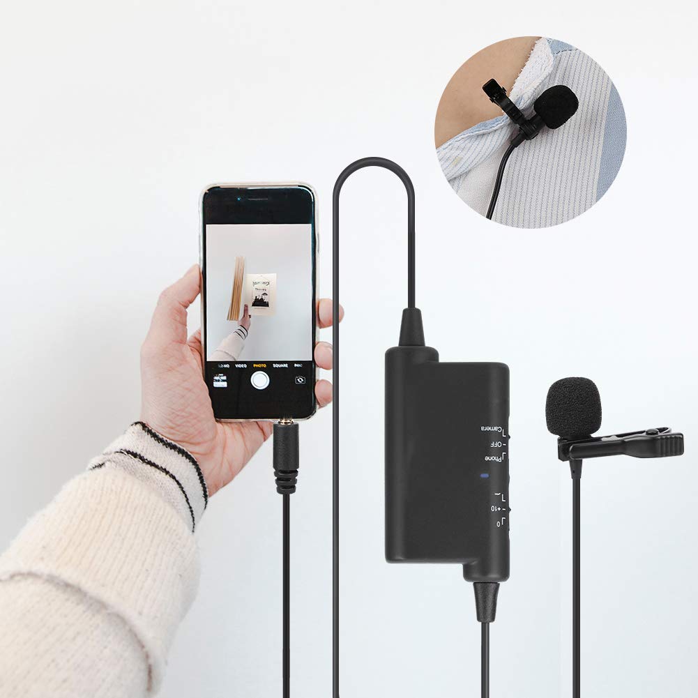 LYM-DM2 Cable Micrófono de Solapa de Solapa Micrófono Externo con Cable de 3.5mm Entrevista Clip de Collar Externo Mic Micrófono de Solapa con Clip de Manos Libres para Grabación de Teléfono