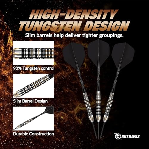 Fléchettes pointe acier RUTHLESS Solar Storm 90% tungstène 23g de haute précision