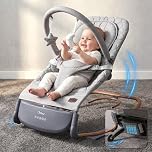 Electric Baby Bouncer, Ergonomic Baby Swing Chair with Tap Control, 3 Swing Speed & Touch Panel, 2 Timer Modes (30/60 Min), 8 Lullabies, Adjustable Volume, for 0-30 Months, Up to 40lb, Dove Grey