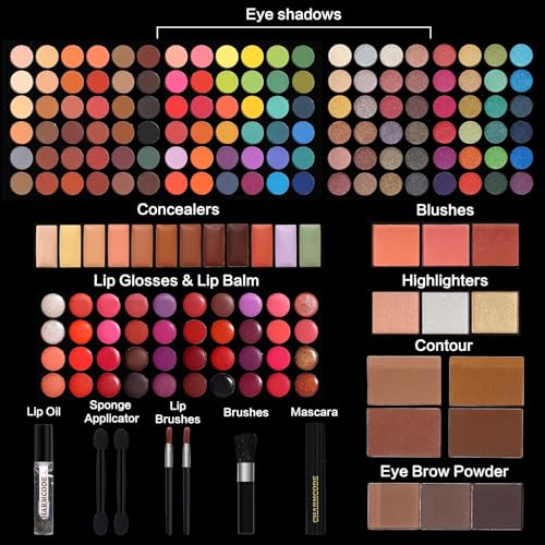 Professional Big Makeup Kit for Teens Girls & Women Full Kit, Beauty Case with Beginner Cosmetics Sets, All-in-One Make Up Gift Box with Lipgloss, Eyeshadow,Blush,Highlight,Brow&Liner Pens,Brush,etc - Image 3