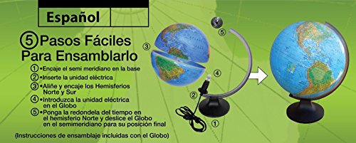 Replogle Spanish-Español Blue Ocean Illuminated Globe(12"/30Cm Diameter) Easy To Assemble #TOP3