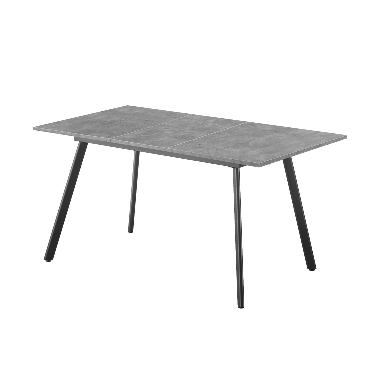 B&D home Esstisch MARA, ausziehbar 120-160x80 cm 4-6 Personen Küchentisch Holztisch mit Metallgestell für Esszimmer, Küche, skandinavisch modern Design, Beton Optik, 11201-FS-BETO