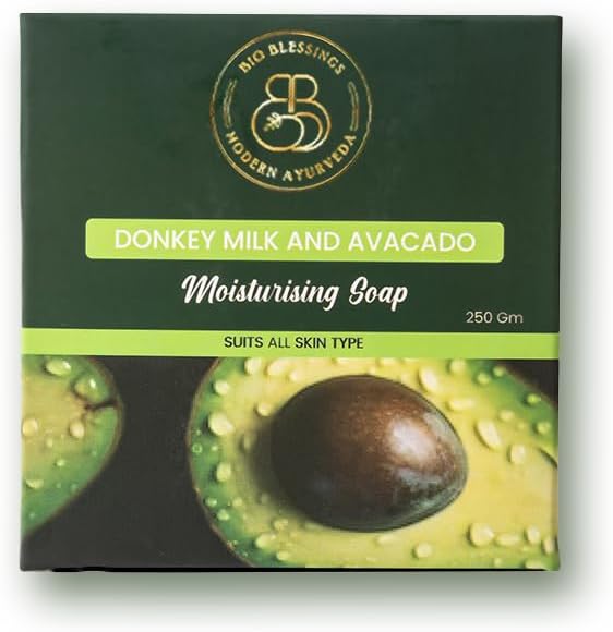 Bio Blessings Donkey Milk Avocado Soap | Natural Ingredients Soap | Soaps For Brightening & Moisturisation | For Women & Men (250 Grams) | Pack of 2