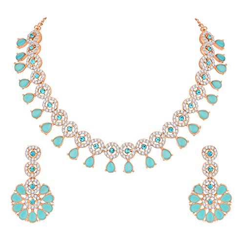Atasi International Kundan and American Diamond Necklace Jewellery Set with Earrings for Women