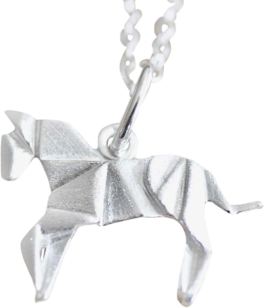 Origami Horse Necklace in Sterling Silver with 16 Inch Chain