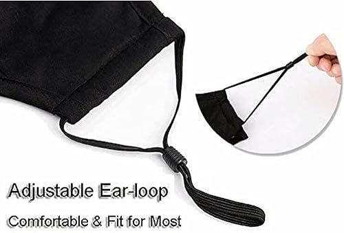 Miniatura 6 de NBDIB Protección facial ajustable para adultos con bolsillo para filtro y alambre para la nariz, máscara de tela transpirable negra con 10 filtros