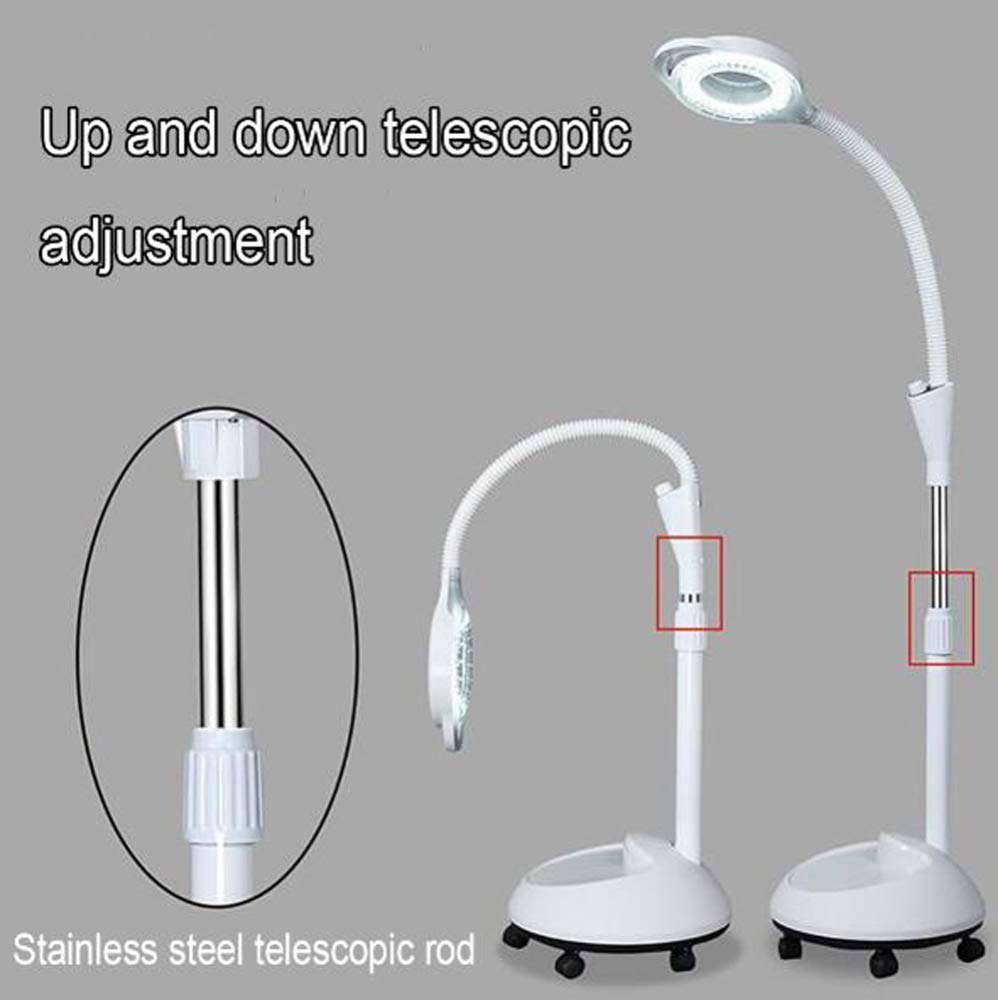 Lente d'ingrandimento pieghevole 8X, lampada da terra GoFloor regolabile in altezza, lampada con lente d'ingrandimento con base rotante per leggere la cura della pelle Saloni di bellezza Man