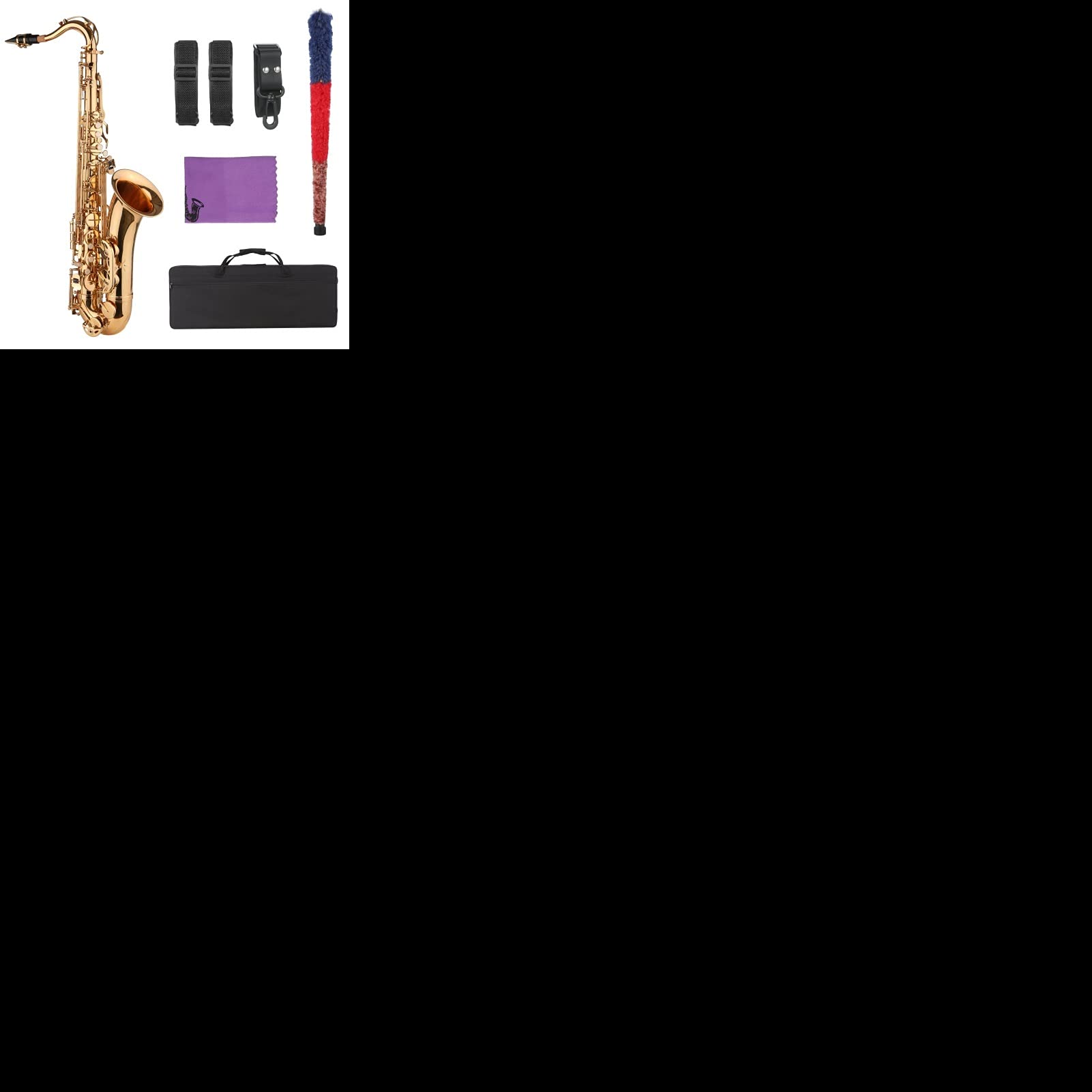 BB B-Flat Tenore Sassofono Sassofono Sax Placcato Oro con Bocchino con Custodia per Cravatta per Cinghia per Cinghia di Pulizia Spazzola per Principianti Sassofono Studenti