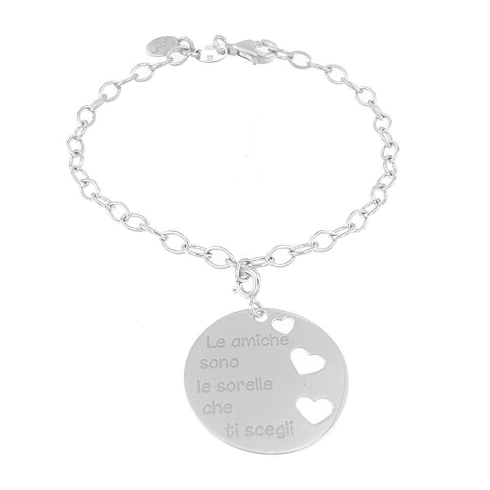Bracciale e ciondolo personalizzato con incisione gratuita, in argento 925 anallergico.
