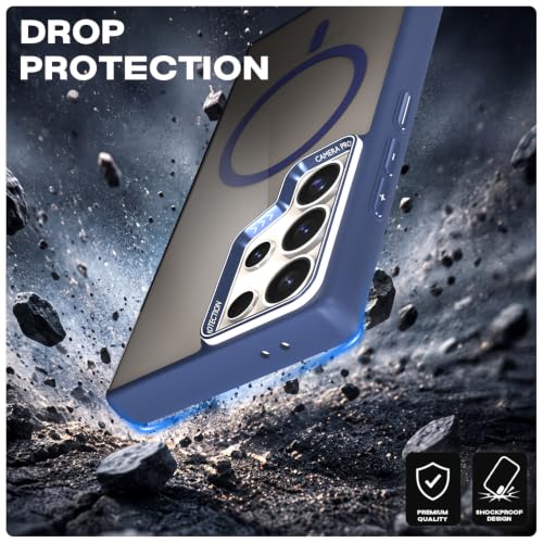 Image of Pikkme Back Cover for Samsung Galaxy S24 Ultra 5G | Shockproof | Mag-Safe Compatible | Hard Transparent Back | Premium Raised Camera Protection | Bumper Case (Blue Mag-Safe)
