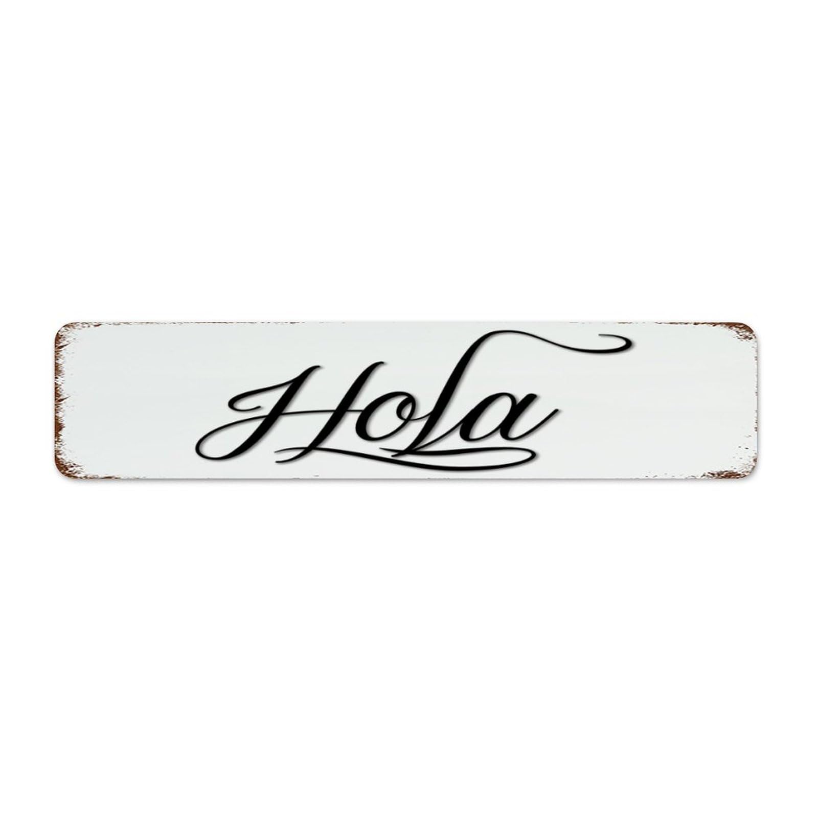 Retro Wood Sign Hola Wall Decorations Plaque for Restaurants Outside Garage Letter Monogram Script Font Art Gift for Shop 4x16 Inch