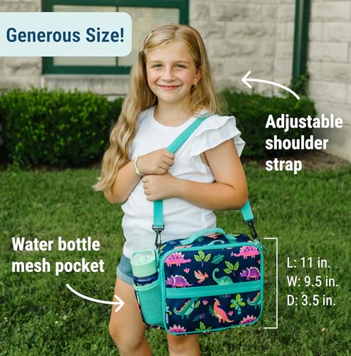 Image of Wildkin Kids ECO rPET Insulated Lunch Box - Keeps Food Hot or Cold, Easy-Clean Lining, Mesh Pockets & BPA-Free - Boys & Girls, Ideal for School, Travel & Daycare - Dino Pals