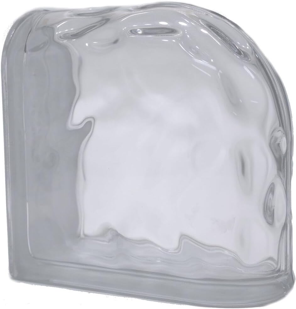 8 x 8 x 3 Wave Hollow Double End Glass Block by Mulia