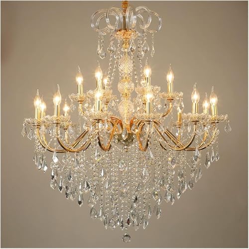 Hanging Lamp, Crystal Chandeliers Living Room Chandelier Gold Wrought Iron Crystal Pendant Lamps