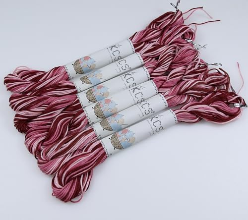 Image of KCS Big skeins of 25 Meters Size 25 Color Variegated Cross Stitch Stranded Threads,6 skeins,99