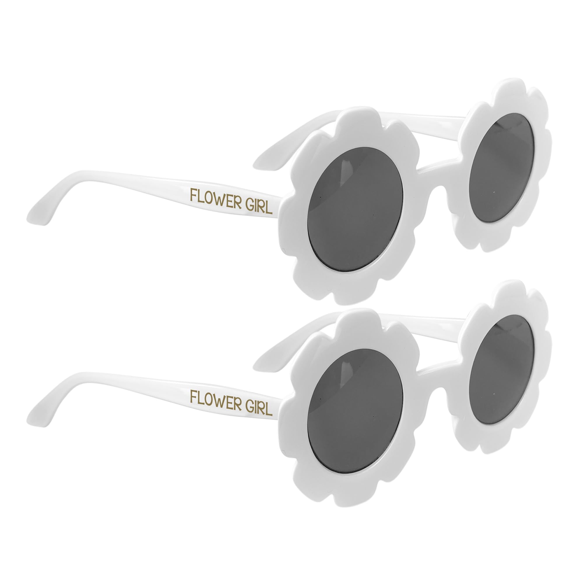 LADY&HOME 2 Pcs Round Flower Sunglasses for Girls Flower Girl Proposal Gift Cute Kids Eyewear for Outdoor Beach Party