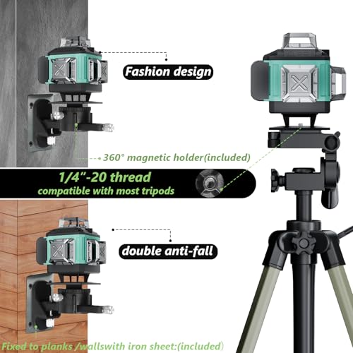 16 Line Laser Level, 4x360° Green Laser Line Self-Leveling Tool, Upgraded IP65 Metal Housing, Lazer Leveler Tool for Construction and Hanging Pictures, 2 Batteries & Remote Control by Olubfdh - Image 7
