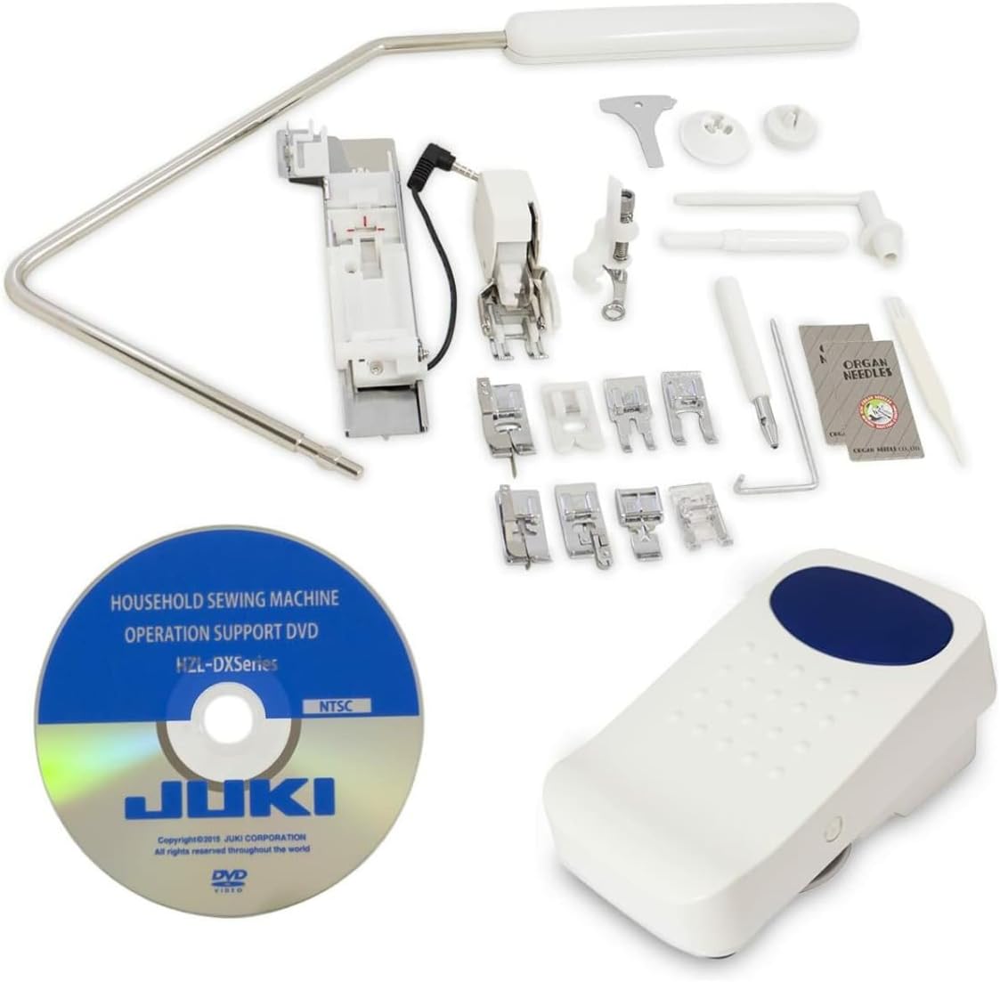 Close-up of fabric being sewn on the Juki HZL-DX7