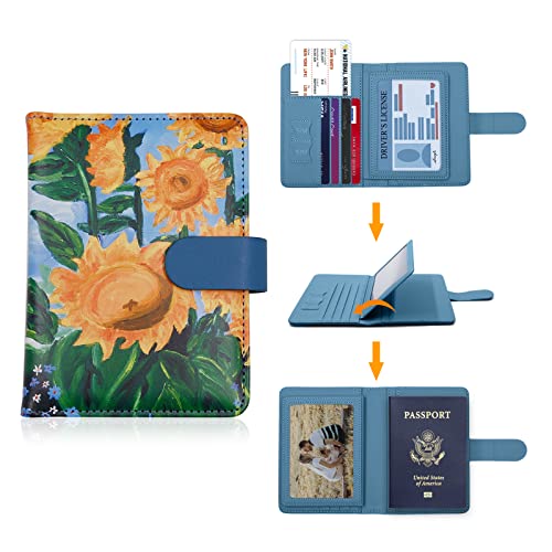 Image of Melsbrinna Rfid Passport Holder for Travel women /Men, Cute Passport Wallet Rfid Blocking Card Slots, Rfid Passport Cover /CaseTravel Wallet, Passport Book Holder (1, Blue2)