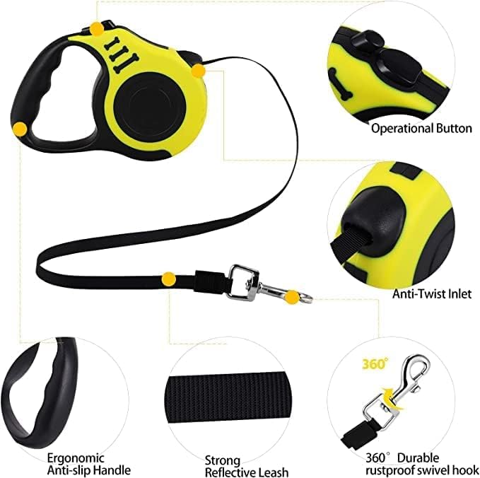 Image of Retractable Dog Leash Automatic Telescopic Tractor Dog Tape, Pet Tape 5M Durable And Convenient, With Non-Slip Handle, Suitable For Small And Medium-Sized Dogs - 8 Cm
