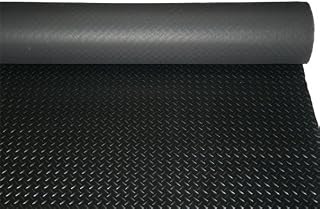 2m x 1.5m x 3mm Checker Plate Matting - Anti-Slip Black Rubber, Waterproof Flooring