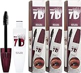 7D Waterproof Mascara, Long Lasting & Buildable Volume, Black Voluminous Lengthening Mascara for Natural and Thickening False Lash Effect, Thickening Eye Makeup for Defined Curl (3Pcs)