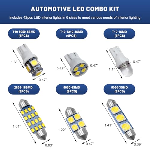 Kit de 42 Lámparas LED Interior para Auto T10 miniatura 2