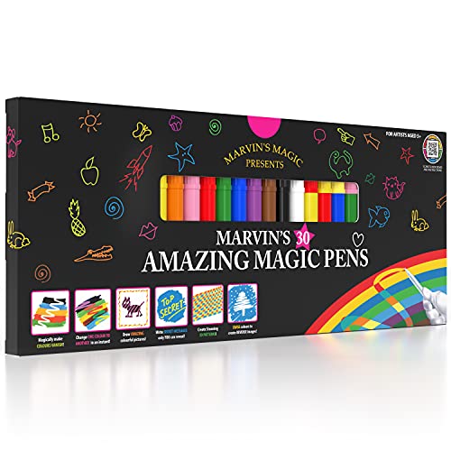 Marvin's Magic - NEW x 30 Amazing Magic Pens - Color Changing Magic Pen Art - Create 3D Lettering or Write Secret Messages - Includes 30 Magic Pens