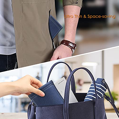 Fintie Eyeglasses Pouch With Cleaning Cloth, Portable Squeeze Top Vegan Leather Soft Glasses Case Anti-Scratch Sunglasses Bag, Navy Blue #TOP4