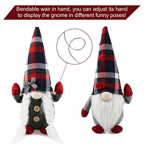 Christmas Gnome Plush Elf Decorations - Mr And Mrs Buffalo Plaid Xmas Holiday Handmake Scandinavian Tomte For Christmas Decorations - Tiered Tray Decor, Holiday Presents, Farmhouse Decor #TOP2
