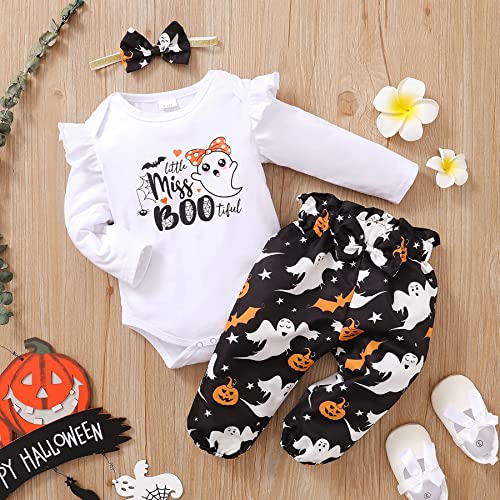 Image of DISAUR Baby Girls Clothes Newborn Infant Baby Girls Outfit Long Sleeve Ruffle Romper Floral Pants Headband Sets 0-18 Months