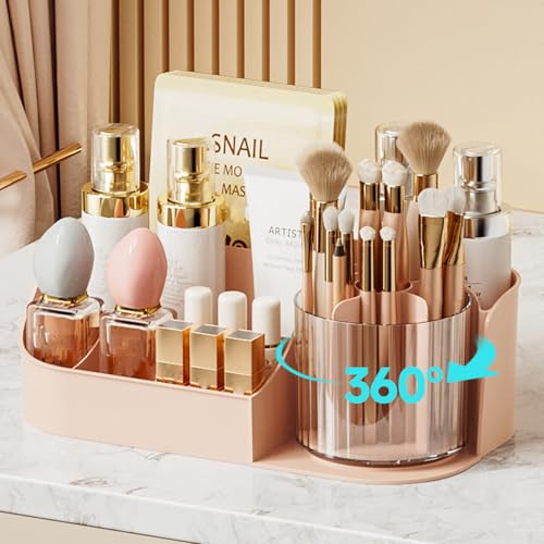 Organizador de maquiagem giratório, estojo de exibição cosmética de grande capacidade (rosa, 1T)