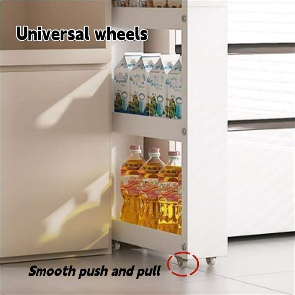 Carrelli portaoggetti Ripiani Multistrato dispensa Stretta per la casa Carrello Mobile Minimalista e Sottile scaffalature Metalliche Cucina Bagno Soggiorno(Grigio 68 cm-26 8 pollic