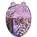 Elongated Toilet Seat Scenery cherry blossom Meguro River Resin Toilet Seat Quietly Slow Close with Quick-Release Hinges Toilet Seat with Cover Easy to Clean Install