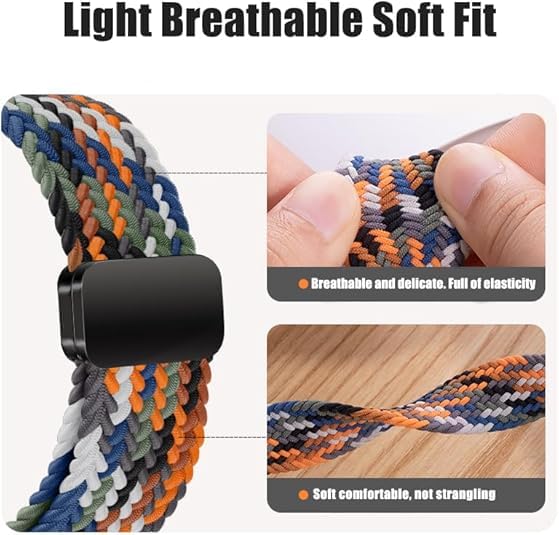 Image of Braided Nylon Band Compatible with Apple Watch 49mm /46mm /45mm /44mm /42mm /41mm /40mm /38mm | Adjustable Magnetic Clasp Strap Fit for Ultra 3 /2 /1, SE3 /2 /1 & Series 11 /10 /9 /8 /7 /6 /5 /4 /3 /2 /1
