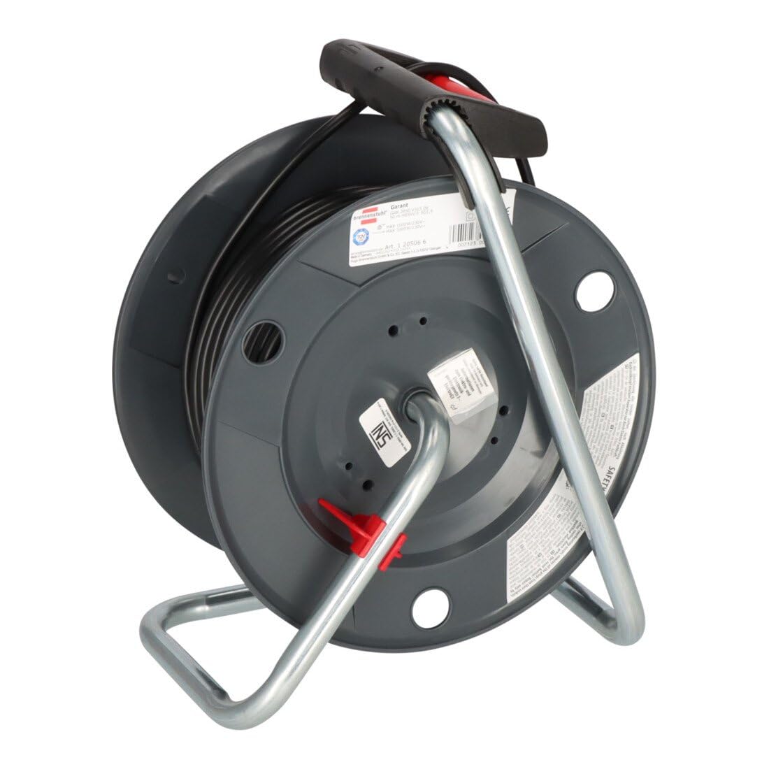Brennenstuhl Garant E Kabeltrommel (50m Kabel in schwarz, Spezialkunststoff, Einsatz im Innenbereich, Made in Germany)