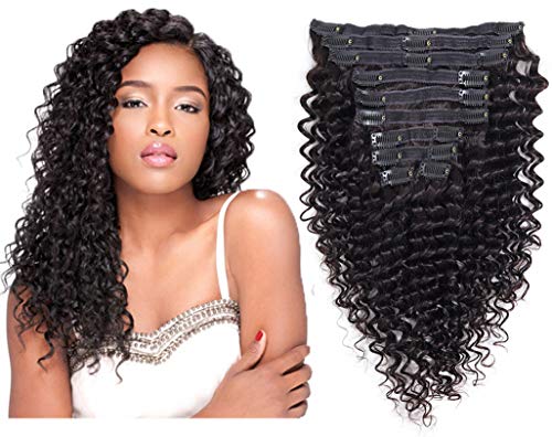 Brazilian Virgin Human Hair Deep Curly Clip In Hair Extensions 8A Unprocessed Remy Hair Deep Wave Curly Hair Clip In Extensions Natural Color For Black Woman 10Pcs/Set 120Gram(20)