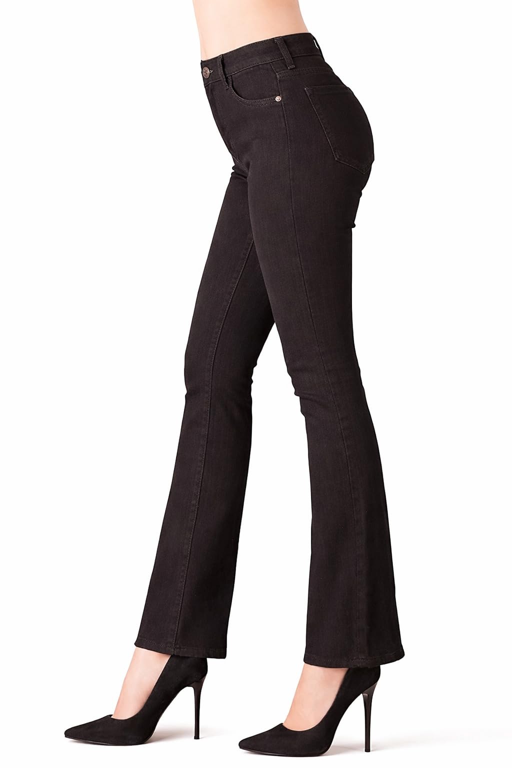 Glook Pantaloni Skinny Donna Jeans a Zampa Vita Media Svasati Elasticizzati Stile