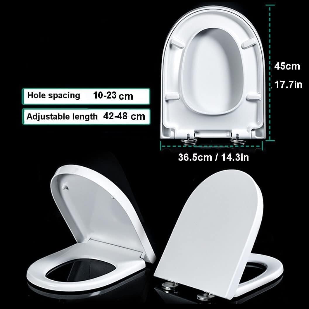 Durable plastic Soft-close U-shaped White Toilet Seat With Quick-release Mechanism And Top-mounted Fixing Design Easy to clean