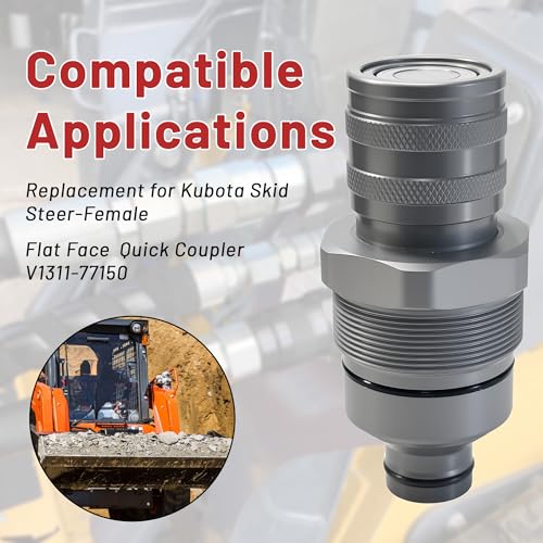 Image of Replacement for Kubota V1311-77150 Hydraulic Quick Coupler Cartridge,Female Flat Face 1 /2 inch Body ISO 16028, 5076 PSI,Fit for Skid Steer Cartridge Manifold