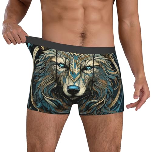 Blue Viking Wolf Norse Runes Ancient Men Boxer Briefs Underwear Breathable Stretch Underpants X-Large3