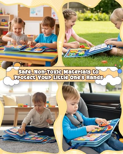 Image of Montessori Busy Board, 8-Page Sensory Activity Toy, Dinosaur