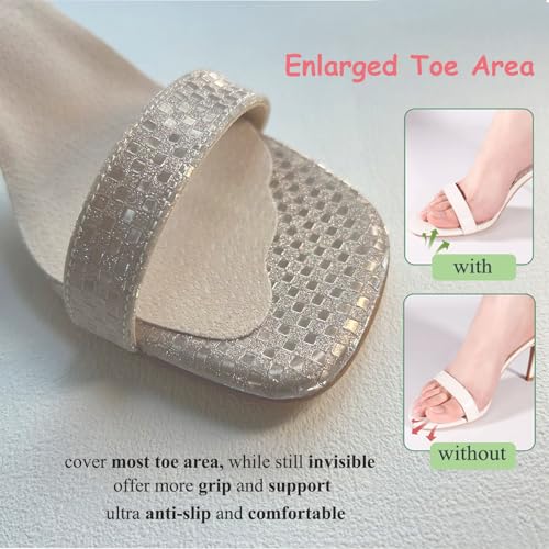 Image of 2 Pairs Pigskin Non-Slip High Heel Inserts, Ultra-Thin Adhesive Barefoot Sandal Inserts, New Lengthened 3 /4 Weight Shifting Insoles for Dress Shoes, Flats and Boots