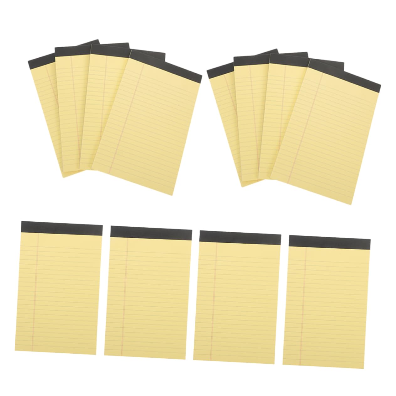 Gelbe Schreibblöcke mit Linien, 12 Pads À 50 Blatt aus Papier | Schule und Zuhause, Einfache Optik, 12 Stück Packung als Notizblätter für Lehrer und Schüler