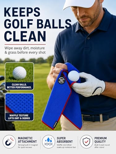 Frevontica Magnetic Golf Towel 16"x16" Waffle Microfiber with Magnet & Clip - image 5