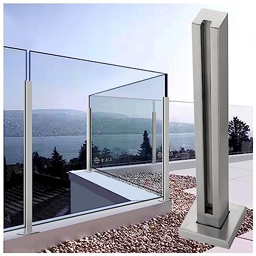 Balcón Terraza vidrio barandilla sistema posterior con ranuras vidrio transparente balaustrada kit para escaleras y cubierta jardín valla apoyo poste gris 130cm