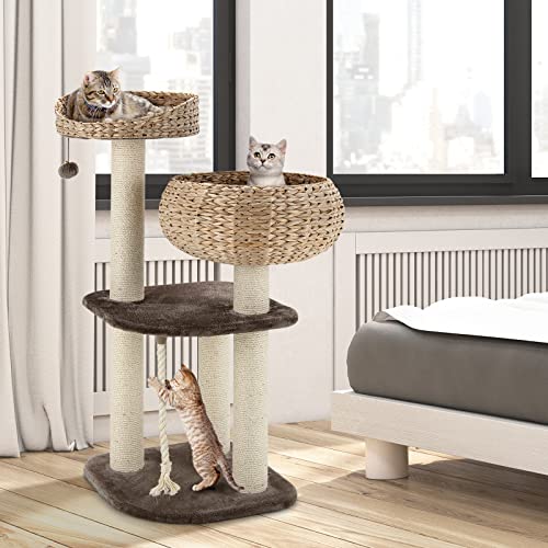 Árbol para gatos DREAMADE 41 pulgadas de mimbre miniatura 7